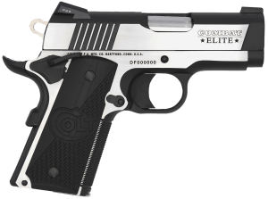 Colt Mfg O7082CE Combat Elite Commander Compact Frame 9mm Luger 8+1  3" Stainless Steel Barrel  Two-Tone Serrated Stainless Steel Slide & Frame w/Beavertail  Black Scalloped G10 Grip  Ambidextrous
