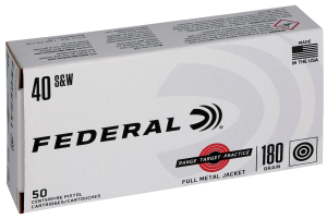 Federal RTP40180 Range & Target 40S&W 180gr Full Metal Jacket 50rd Box