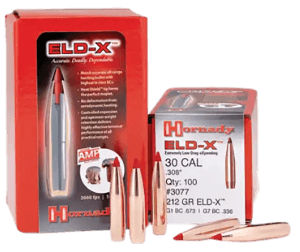 Hornady 3074 ELD-X  30 Cal .308 178 gr Extremely Low Drag eXpanding 100rd Box/ 15 Case