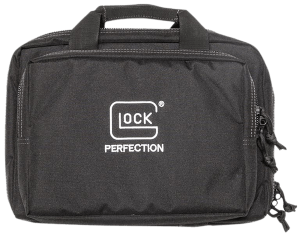 Glock AP60300 Double Pistol Case Dual Padded Compartments 5 Internal Mag Holders 3 Zippered Compartments Carry Handle Black 12.5"x9.5"x4.5"