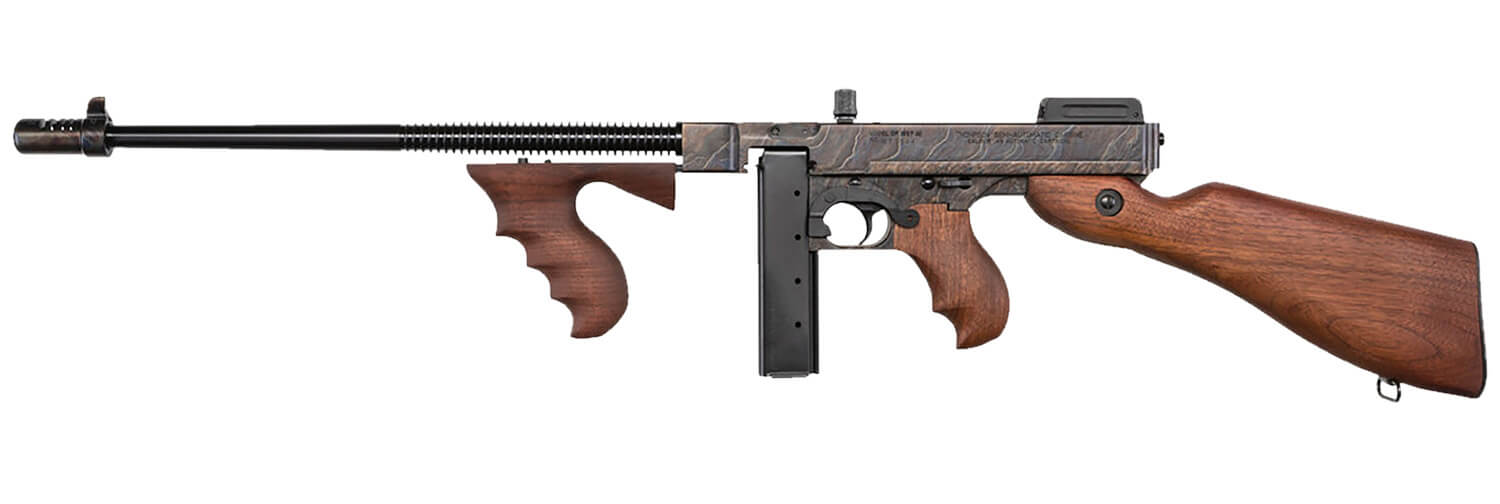 Thompson T1CH 1927A-1 Deluxe 45 ACP Caliber with 18" Barrel 20+1 Capacity (Stick) Color Case Hardened Metal Finish American Walnut Stock Wood Grip Right Hand - Image 2