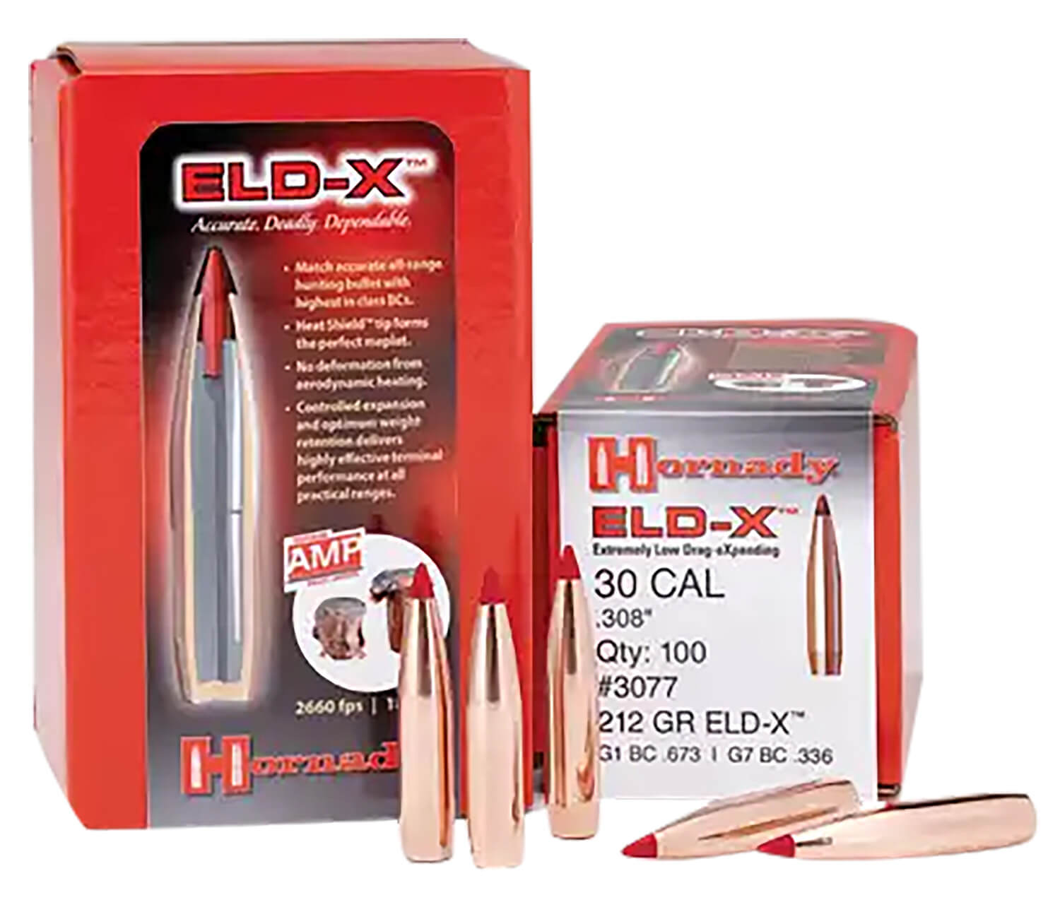 Hornady 3076 ELD-X 30 Cal .308 200 gr Extremely Low Drag eXpanding 100rd Box/ 15 Case - Image 2