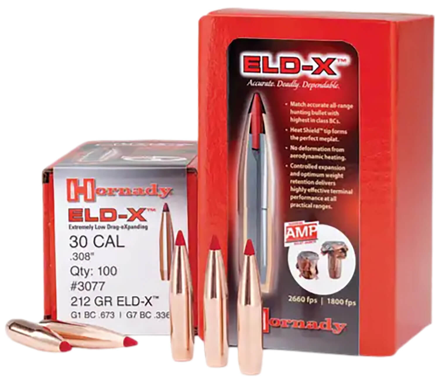 Hornady 3078 ELD-X 30 Cal .308 220 gr Extremely Low Drag eXpanding 100rd Box/ 15 Case - Image 2