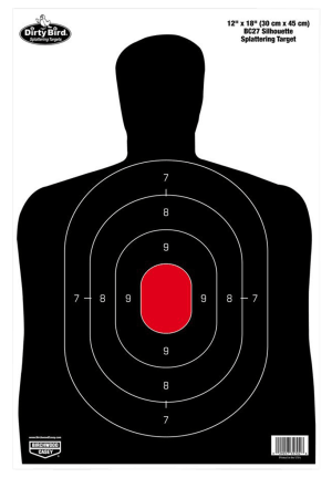 Birchwood Casey 35702 Dirty Bird BC-27 Silhouette Tagboard Hanging Pistol 12" x 18" Black/Red 100 Per Pkg