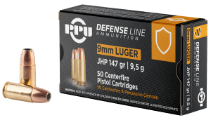 PPU PPD92 Defense  9mm Luger 147 gr Jacket Hollow Point 50rd Box