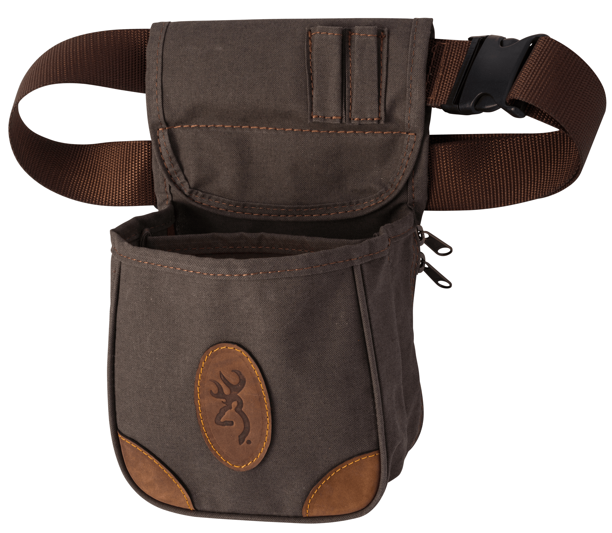 Browning 121388692 Lona Shell Pouch Flint Canvas/Leather Belt Mount Adjustable Belt