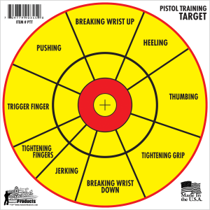 Pro-Shot PTT6PK Pistol Training 12" Diagnostic Bullseye Hanging Paper Yellow/Red Impact Enhancement 6 Pack