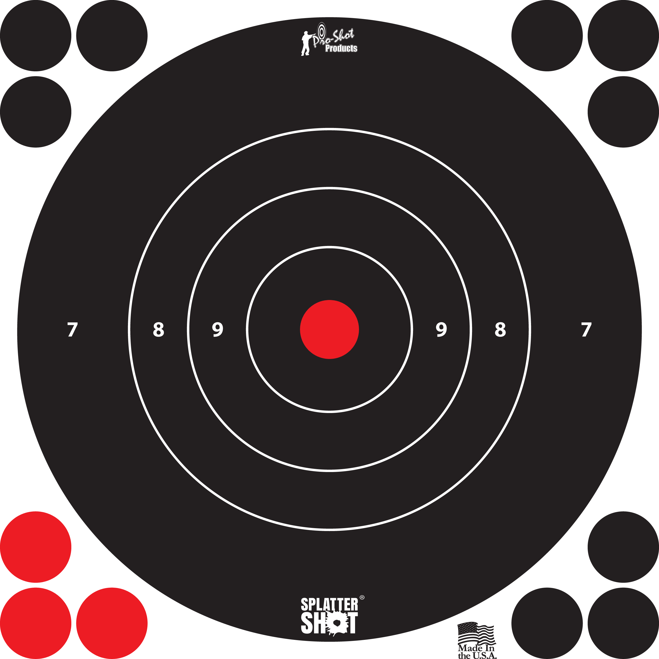 Pro-Shot 8BWHITE6PK SplatterShot Black/White Self-Adhesive Paper Impact Enhancement 8" Bullseye 6 Per Pack Includes Pasters
