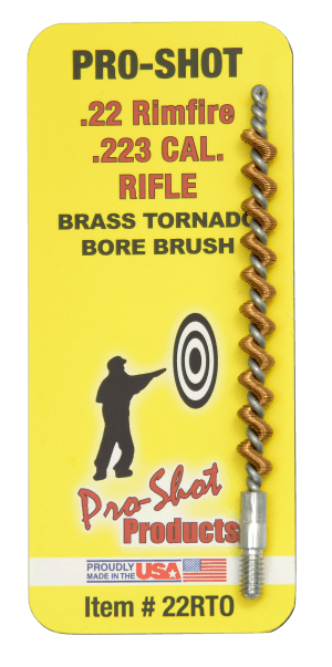 Pro-Shot 22RTO Tornado Bore Brush .22/ .223/ 5.56mm Cal Rifle #8-32 Thread Brass Spiral Wound Loop