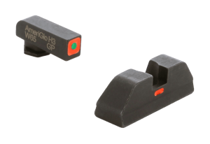 AmeriGlo GL616 CAP Sight Set for Glock Black | Green Tritium with Orange Outline Front Sight Black Orange Line Rear Sight
