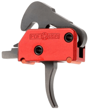 Patriot Ordnance Factory 01509 Drop-In Two-Stage Curved Trigger with 4.50 lbs Draw Weight & Black/Red Finish for AR-Platform