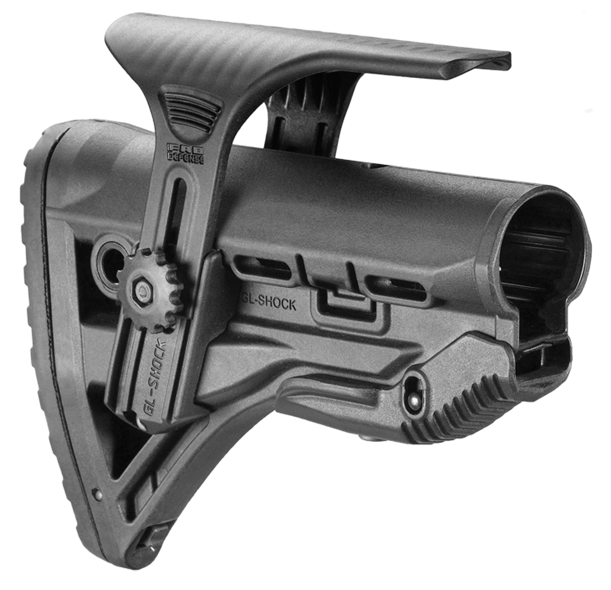 FAB Defense FXGLSHOCKCP GL-Shock CP Buttstock for AR-15/ M16/ M4 w/Adjustable Cheek-Rest & Anti-Rattle Mechanism Black Mil-Spec Reinforced Polymer