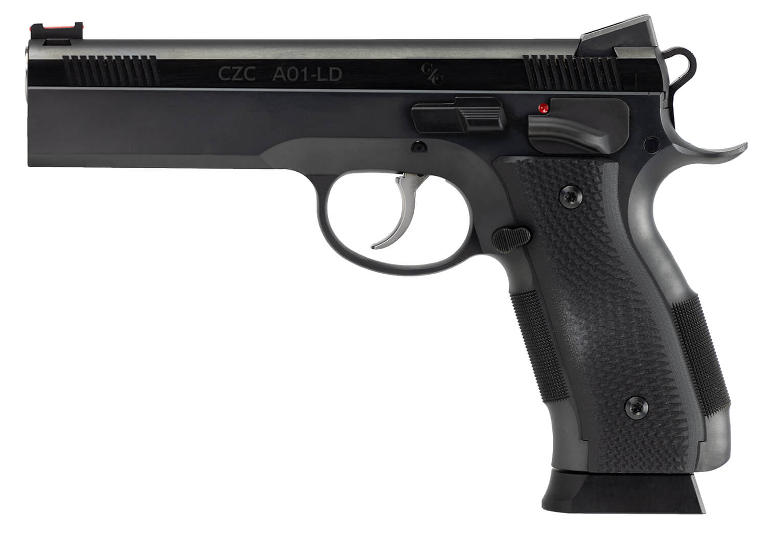 CZ-USA 91731 A01-LD Custom Full Size Frame 9mm Luger 19+1 4.93" Black Match Grade Bull Steel Barrel Blued Serrated Steel Slide & Frame w/Beavertail Black Checkered Grip Ambidextrous - Image 2