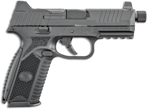 FN 66100527 509T  Full Size 9mm Luger 10+1  4.50" Black Target Crown/Threaded Steel Barrel  Matte Black Optic Ready/Serrated Stainless Steel Slide  Matte Black Polymer Frame w/Picatinny Rail  Ambidextrous