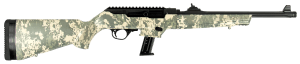 Ruger 19107 PC Carbine GunStuff Exclusive 9mm Luger 17+1/16.12" Black Fluted Threaded Barrel Black Hard Coat Anodized Aluminum Receiver w/Picatinny Rail Fixed Digital Camo Synthetic Stock Right Hand
