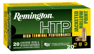 Remington Ammunition 28293 HTP 9mm Luger +P 115 gr Jacket Hollow Point 20rd Box