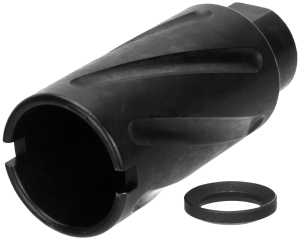 TacFire MZ1007N Spiral Fluted Muzzle Brake Black Oxide Steel with 1/2"-28 tpi Threads 2.60" OAL & 1.12" Diameter for 5.56x45mm NATO AR-15
