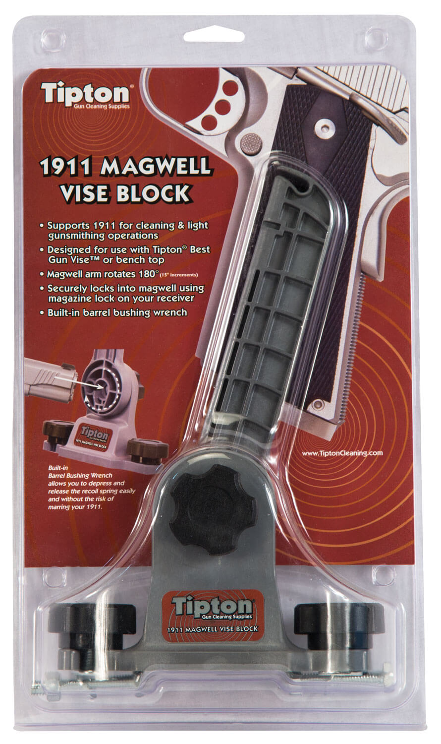 Tipton 558080 1911 Mag Well Vise Block Gun Vise Handgun Firearm Gray/Red Polymer - Image 3