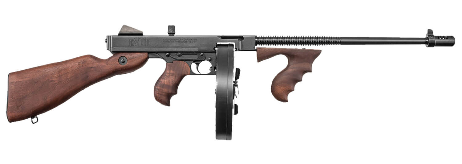 Thompson T5100D 1927A-1 45 ACP Caliber with 16.50" Barrel 20+1 Capacity (Stick) 100+1 Capacity (Drum) Blued Metal Finish American Walnut Stock Wood Grip Right Hand - Image 2