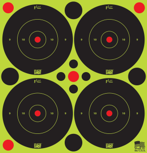 Pro-Shot 3BGREEN48 SplatterShot Black/Green Self-Adhesive Paper Impact Enhancement 3" Bullseye 144 Targets/12 Sheets Includes Pasters