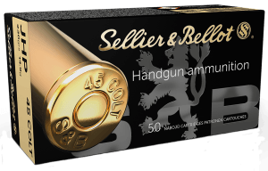 Sellier & Bellot SB45F Handgun 45 Colt 230 gr Jacket Hollow Point 50rd Box/ 12 Case