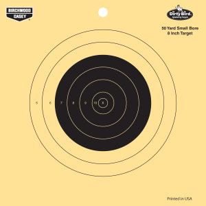 Birchwood Casey 35815 Dirty Bird  8" Bullseye Tagboard Hanging 50 yds Small Bore Rifle Black/Yellow 25 Per Pkg