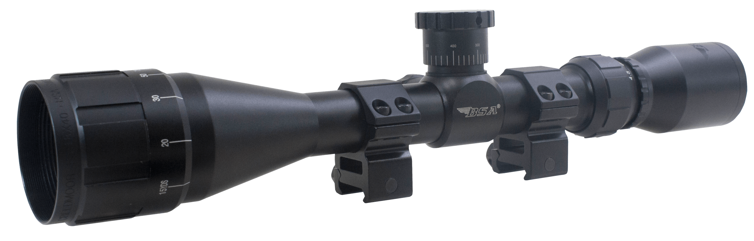 BSA 2239X40AOW Sweet 22 with Matte Black Finish 3-9x 40mmAO 30/30 Duplex Reticle 1" Tube 25 MOA Adj Size & Dovetail Mount Type Includes Rings