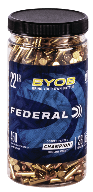 Federal 750BTL450 Champion Training BYOB 22LR 36gr Copper Plated Hollow Point 450rd Box/8 Case