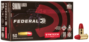 Federal AE9SJPC1 American Eagle Syntech PCC  9mmLuger 130gr Total Syntech Jacket Flat Nose 50rd Box