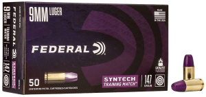 Federal AE9SJ3 Syntech Training Match 9mmLuger 147gr Total Syntech Jacket Flat Nose 50rd Box