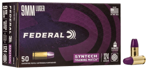 Federal AE9SJ4 Syntech Training Match 9mmLuger 124gr Total Syntech Jacket Flat Nose 50rd Box