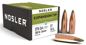 Nosler 59379 E-Tip  375 Cal 260 gr Spitzer Boat Tail/ 50rd Box