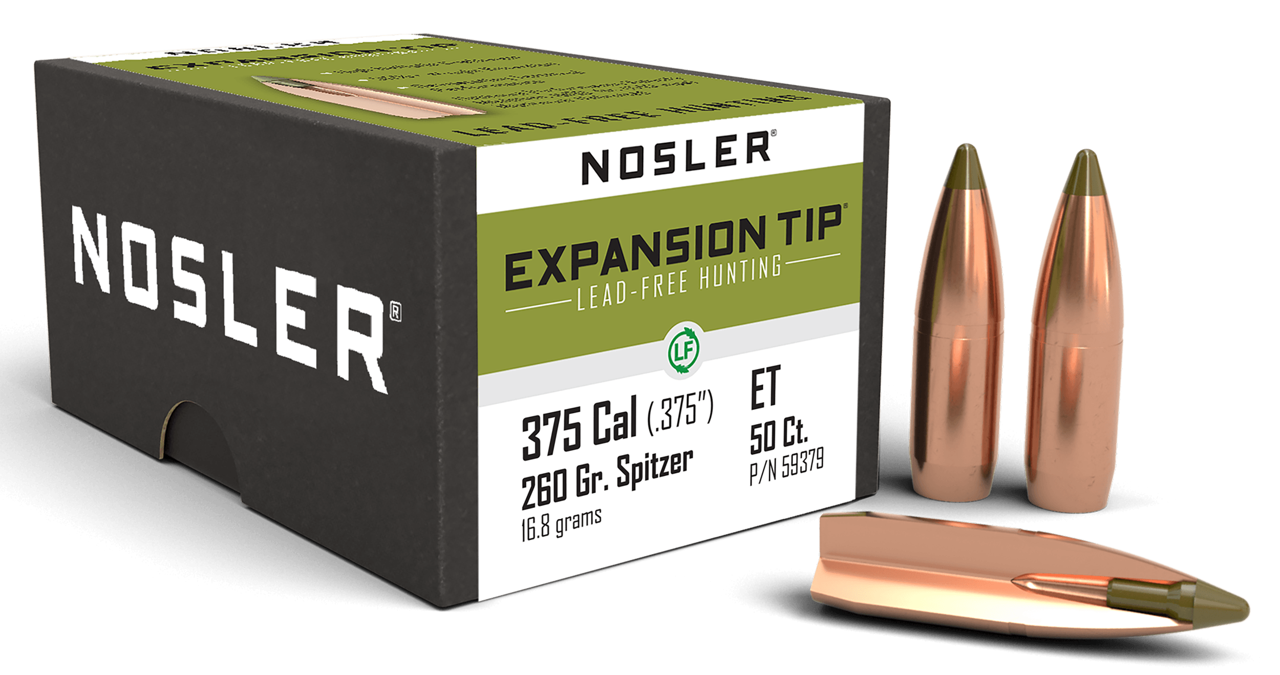 Nosler 59379 E-Tip 375 Cal 260 gr Spitzer Boat Tail/ 50rd Box