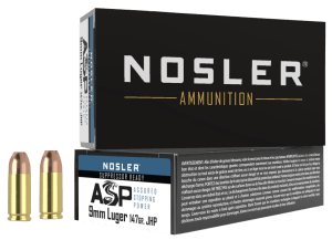 Nosler 51325 Assured Stopping Power Handgun 9mm Luger 147 gr Jacket Hollow Point 50rd Box