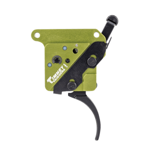 Timney Triggers 510V2THIN Elite Hunter Thin Curved Trigger with 3 lbs Draw Weight & Black/Green Finish for Remington 700 Right