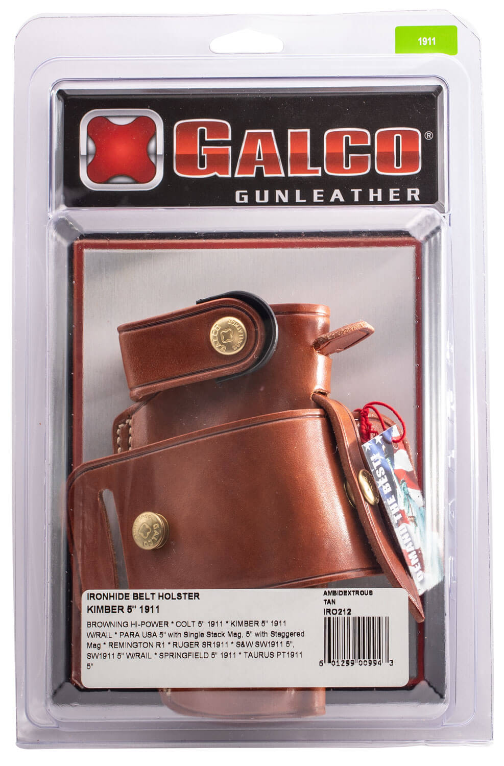 Galco IRO212 Ironhide OWB Tan Leather Belt Slide Fits 1911 Ambidextrous - Image 2