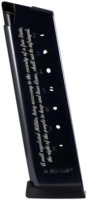 Mec-Gar MGCG45082A Standard 8rd 45 ACP Fits 1911 Government Blued w.2nd Amendment Engraving Carbon Steel