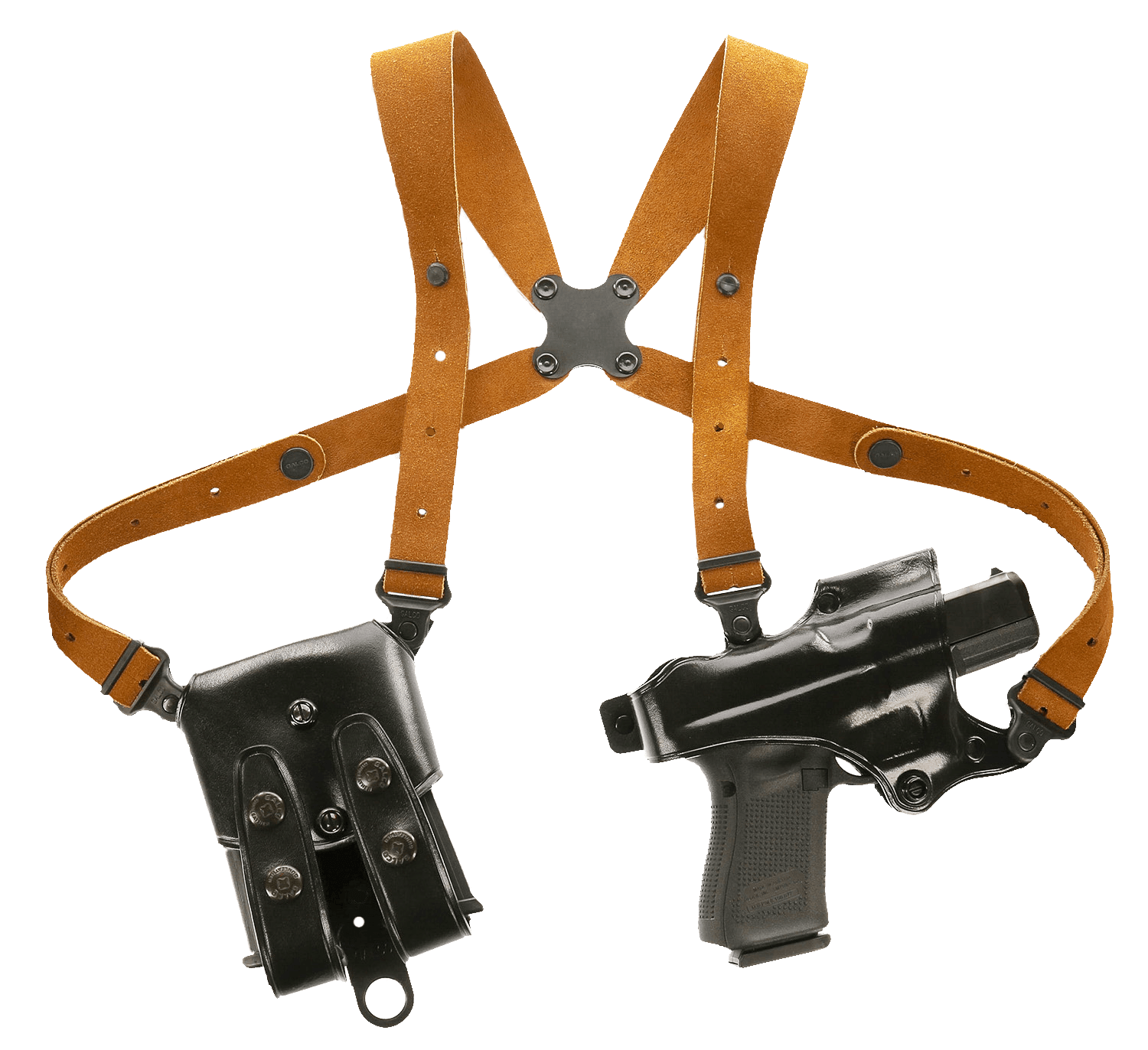 Galco JR202B Jackass Rig Shoulder System Size Fits Chest Up To 56" Black Leather Harness Fits Beretta 92F/FS Fits Taurus PT100 Right Hand