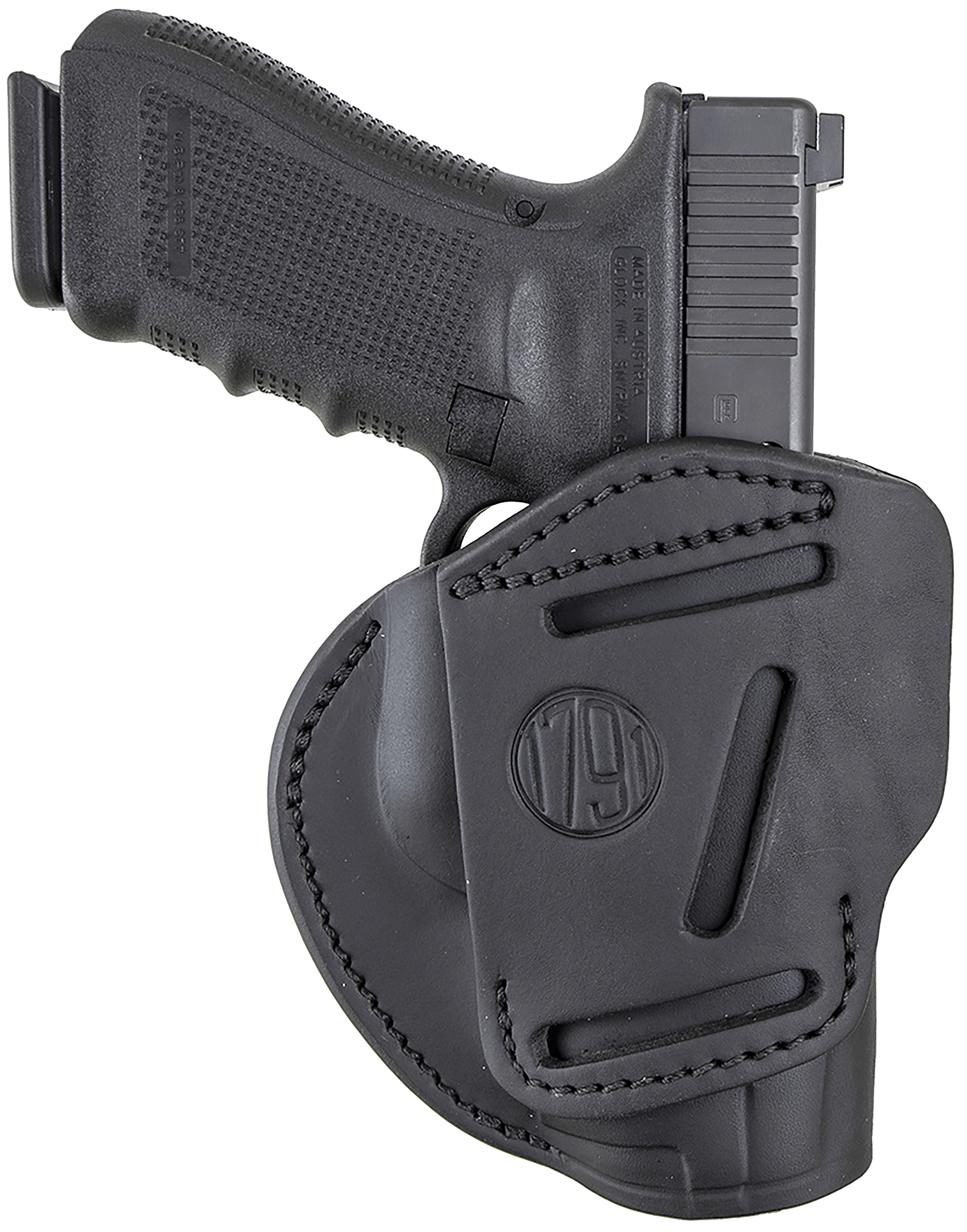 1791 Gunleather 3WH5SBLA 3-Way IWB/OWB Size 05 Stealth Black Leather Belt Loop Compatible w/ Glock 17 Compatible w/ Springfield XD Compatible w/ S&W M&P Compatible w/ HK VP9 Ambidextrous Hand