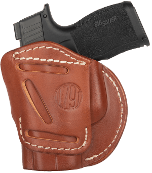 1791 Gunleather 4WH3CBRR 4-Way IWB/OWB Size 03 Classic Brown Leather Belt Clip Compatible w/Glock 26/Ruger LC9/S&W M&P Shield 2.0 9/40 Right Hand