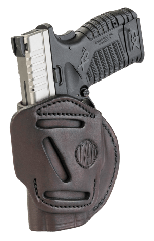 1791 Gunleather 4WH4SBRR 4-Way IWB/OWB Size 04 Signature Brown Leather Belt Clip Compatible w/Glock 26/S&W M&P Shield/Springfield XD/XDS Right Hand