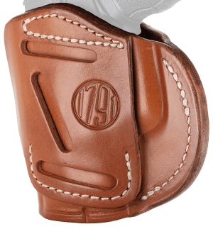 1791 Gunleather 4WH4CBRR 4-Way IWB/OWB Size 04 Classic Brown Leather Belt Clip Compatible w/Glock 26/Springfield XD/XDS/S&W Shield Plus Right Hand