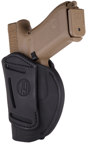 1791 Gunleather 4WH5SBLR 4-Way IWB/OWB 05 Stealth Black Leather Belt Clip Fits S&W M&P/Springfield XD/Glock 17/HK VP9