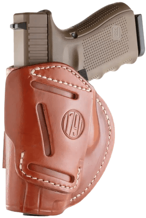1791 Gunleather 4WH5CBRR 4-Way IWB/OWB 05 Classic Brown Leather Belt Clip Fits S&W M&P/Springfield XD/Glock 17/HK VP9