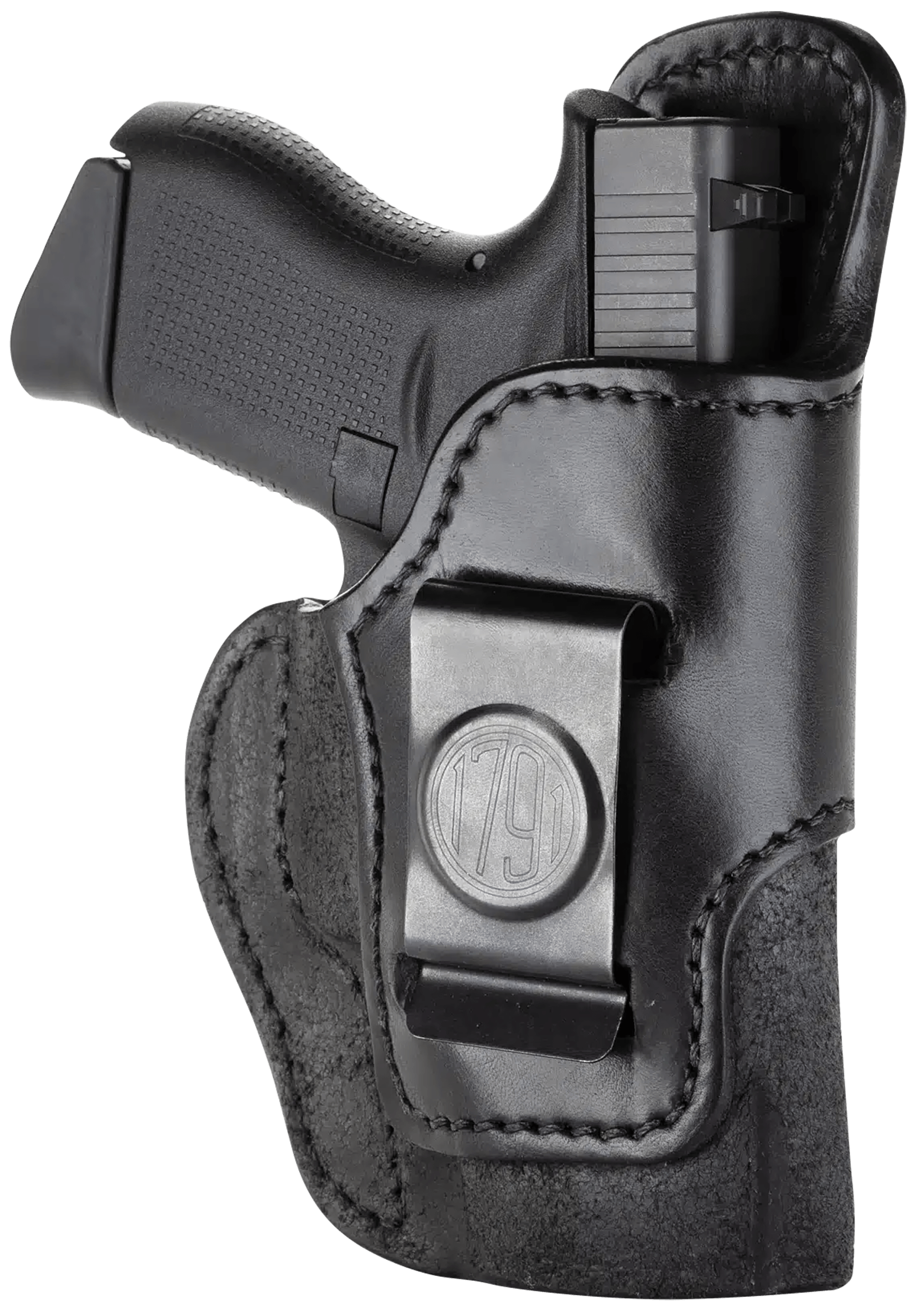 1791 Gunleather RCH3BLKR RCH IWB Size 03 Black Leather Belt Clip Compatible w/Ruger LC9/1911/Glock 43/43X Right Hand