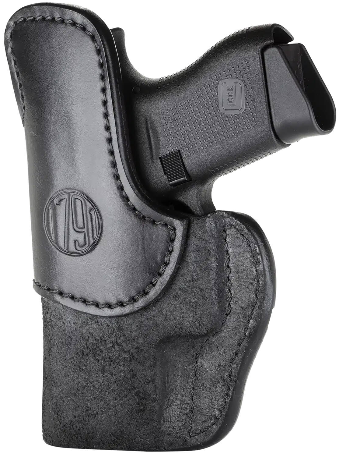 1791 Gunleather RCH3BLKR RCH IWB Size 03 Black Leather Belt Clip Compatible w/Ruger LC9/1911/Glock 43/43X Right Hand - Image 2