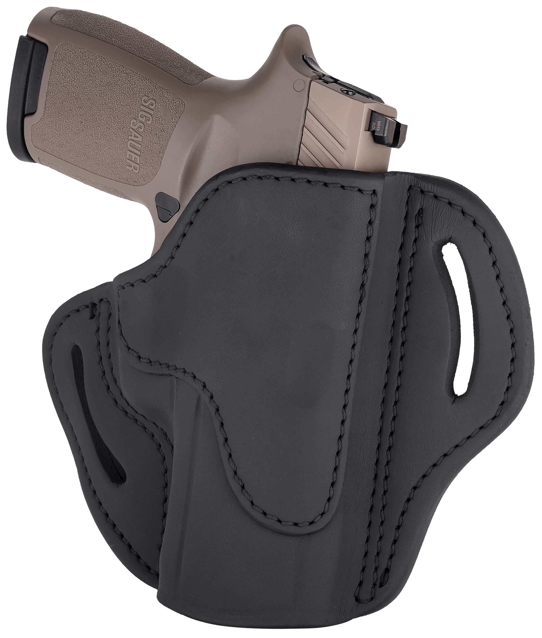 1791 Gunleather BH24SSBLR BH2.4S OWB Open Top 2.4 Stealth Black Leather Belt Slide Fits FN 509/Springfield XD-M/HK VP9SK