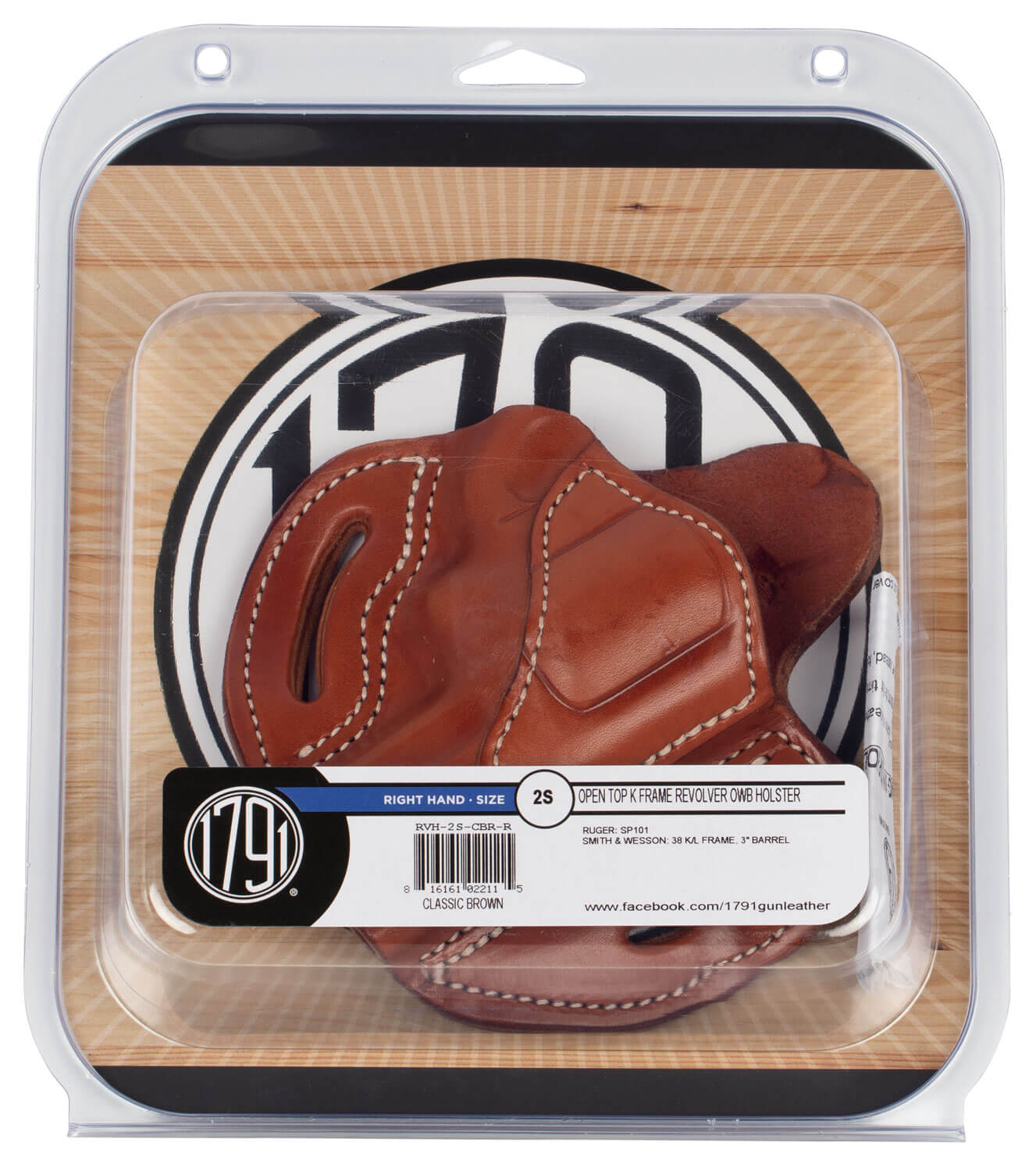 1791 Gunleather RVH2SCBRR RVH2S OWB Size 02S Classic Brown Leather Belt Slide Fits S&W K Frame Right Hand - Image 3