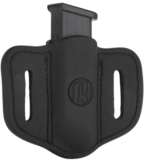 1791 Gunleather MAG12SBLA MAG1.2 Single Mag Holster Stealth Black Leather Belt Slide Compatible w/ Double Stack Ambidextrous