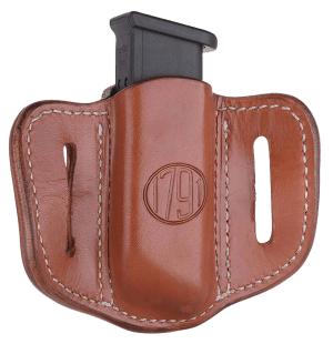 1791 Gunleather MAG12CBRA MAG1.2 Single Mag Holster Classic Brown Leather Belt Slide Compatible w/ Double Stack Ambidextrous